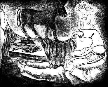 The First Theatrical-The Parents, Abel & Cain - etching